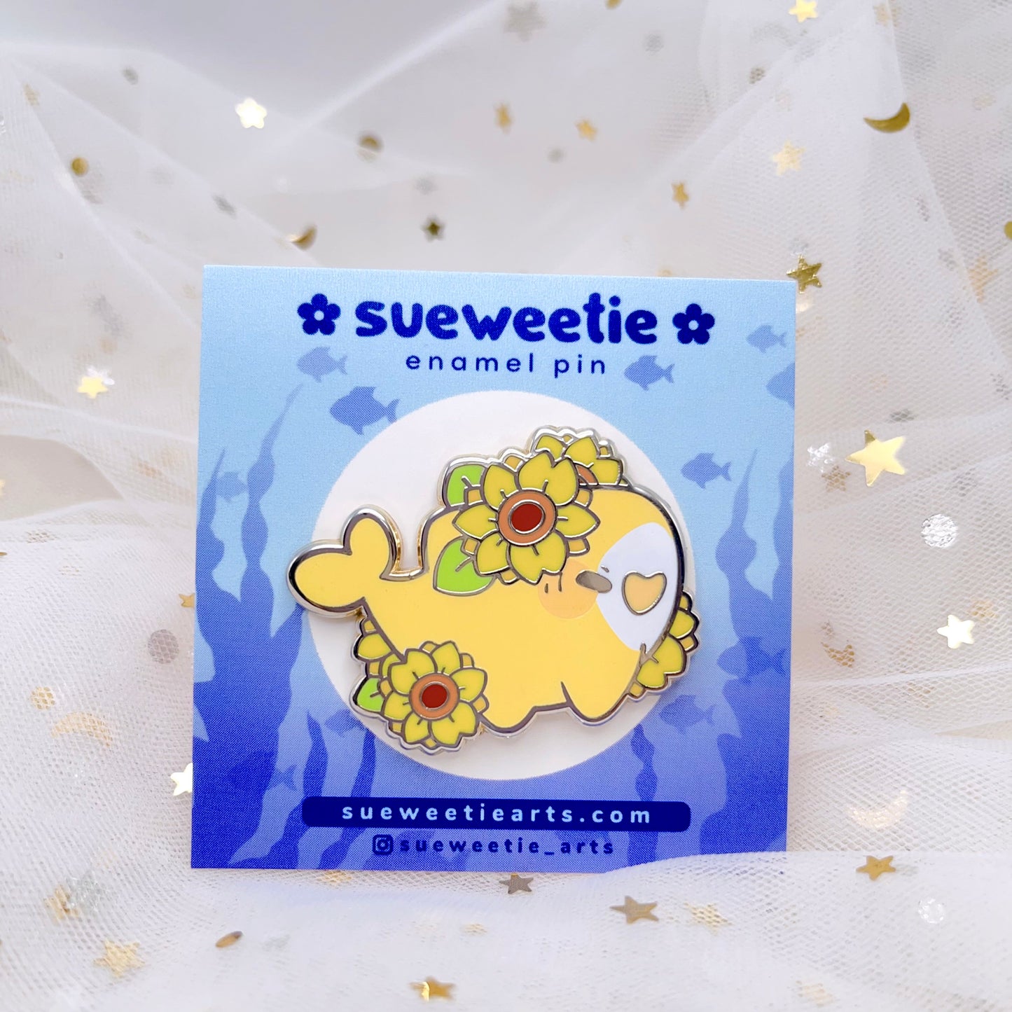 Sunflower Shark Enamel Pin