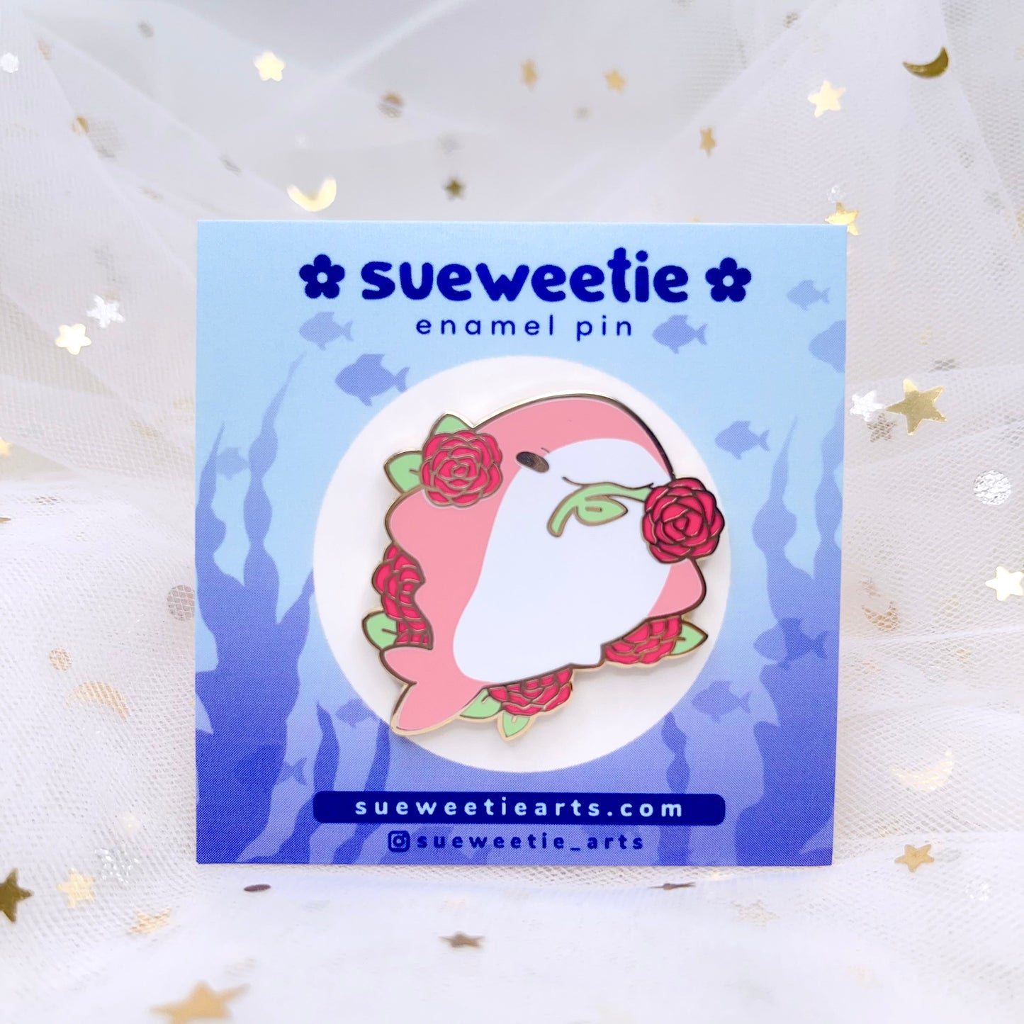 Rose Shark Enamel Pin