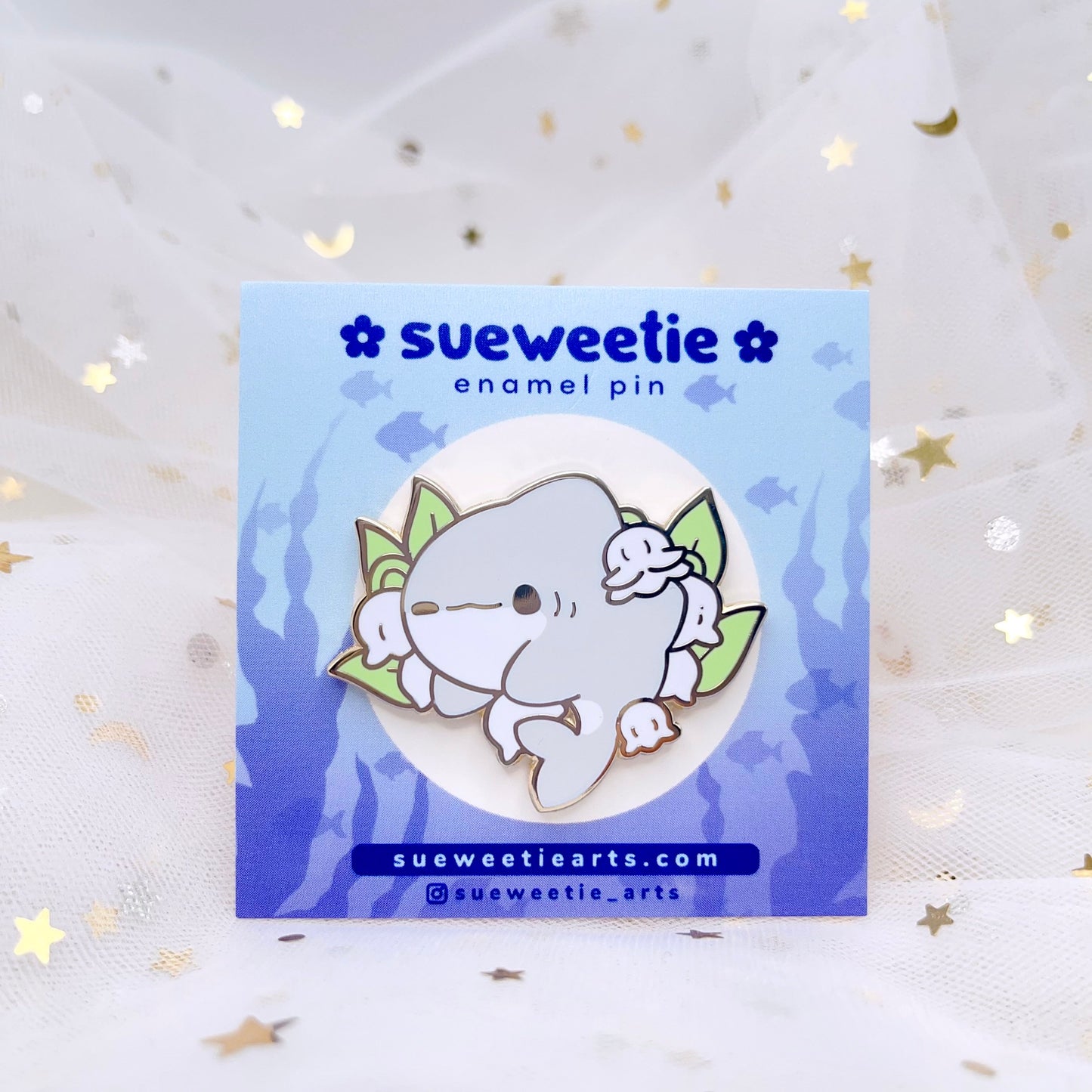 Lily of the Valley Shark Enamel Pin