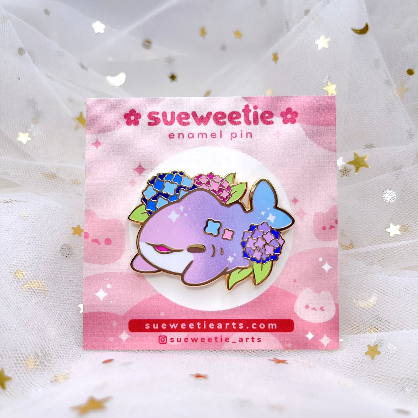 Hydrangeas Shark Enamel Pin