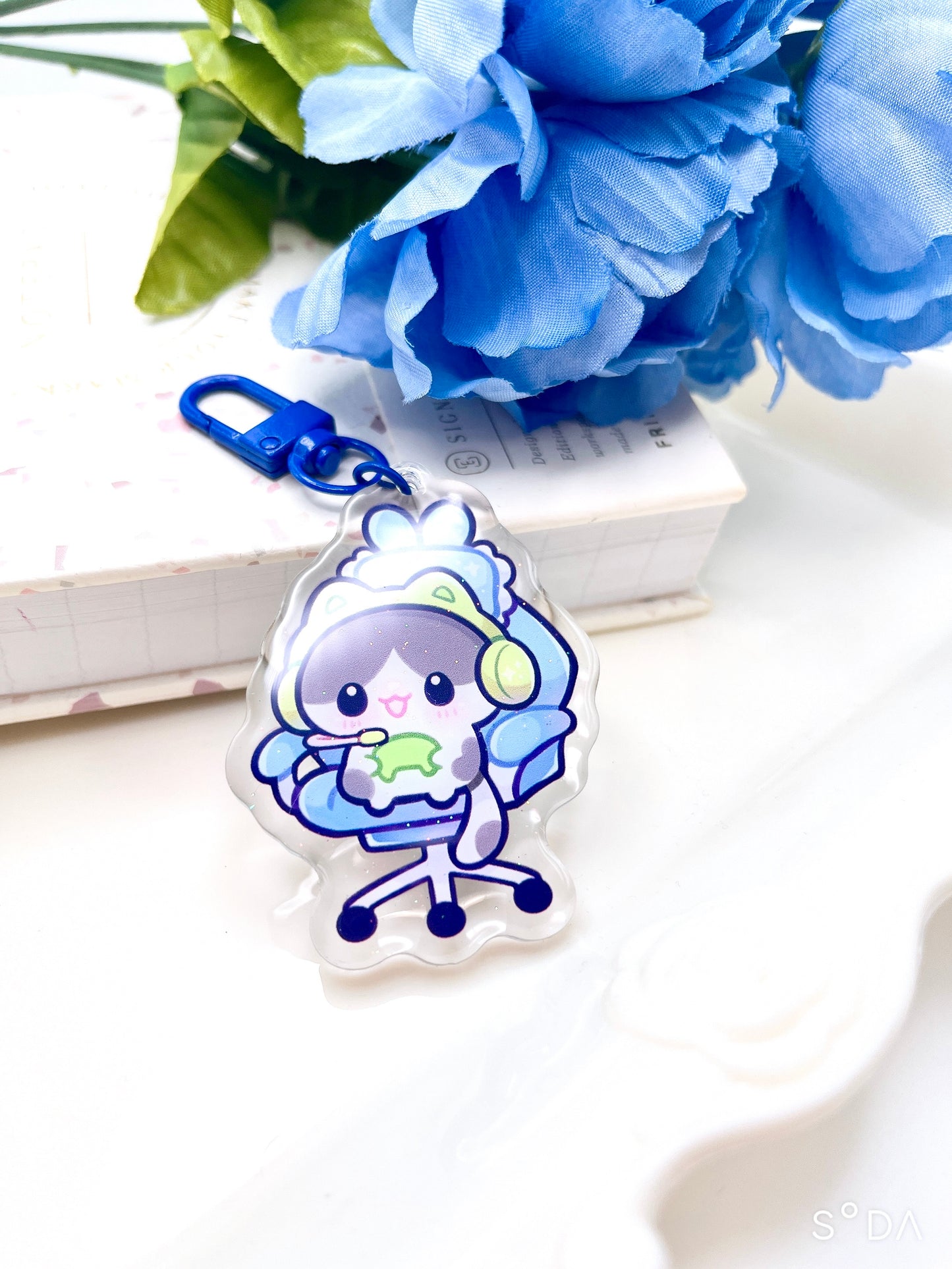 Gamer Cats Glitter Keychains