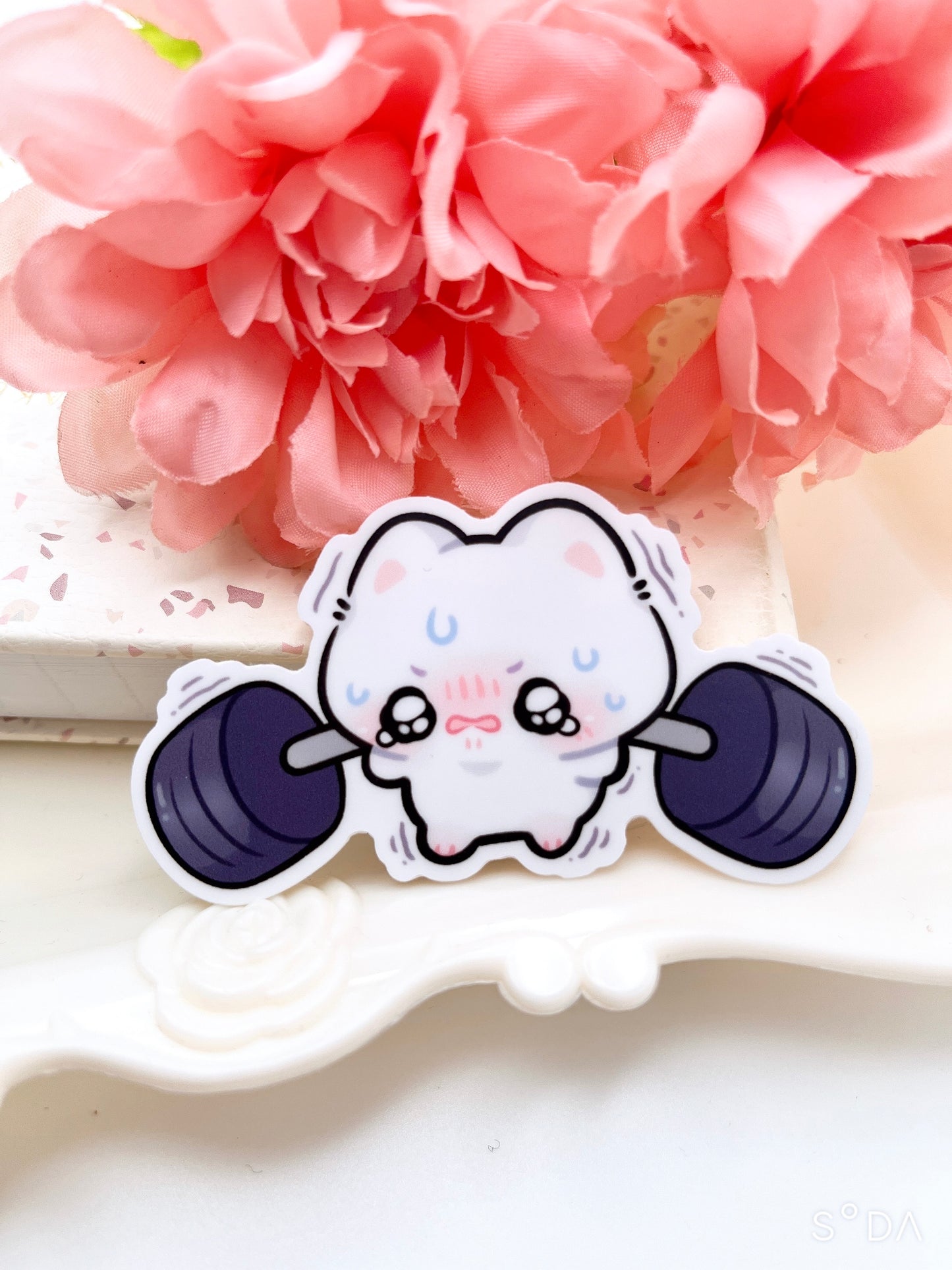 Struggling Gym Cat Vinyl Stickers
