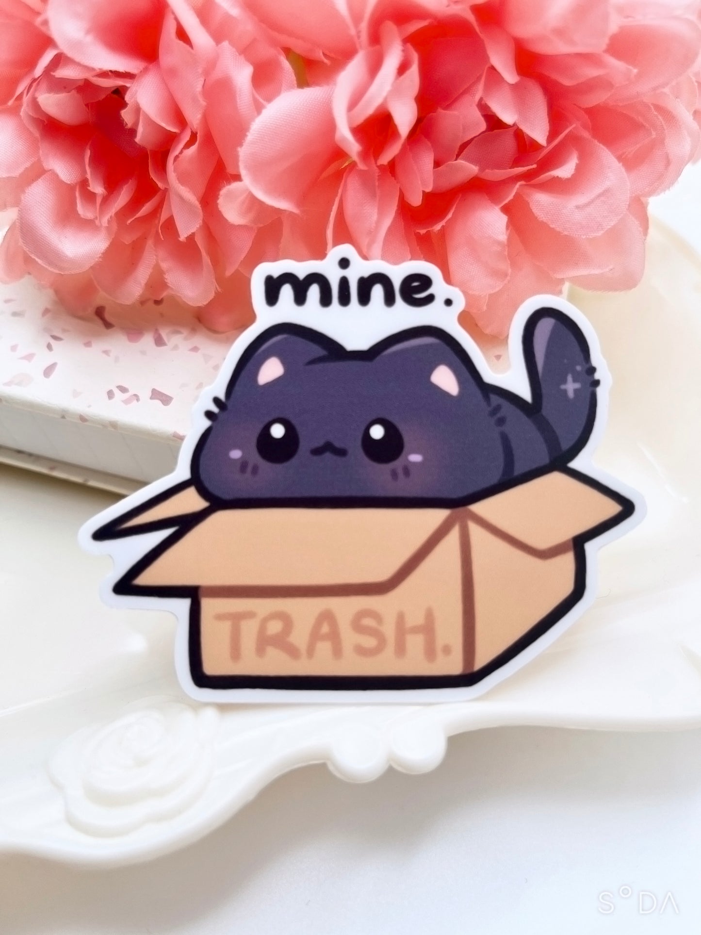 Trash Box Cat Vinyl Sticker