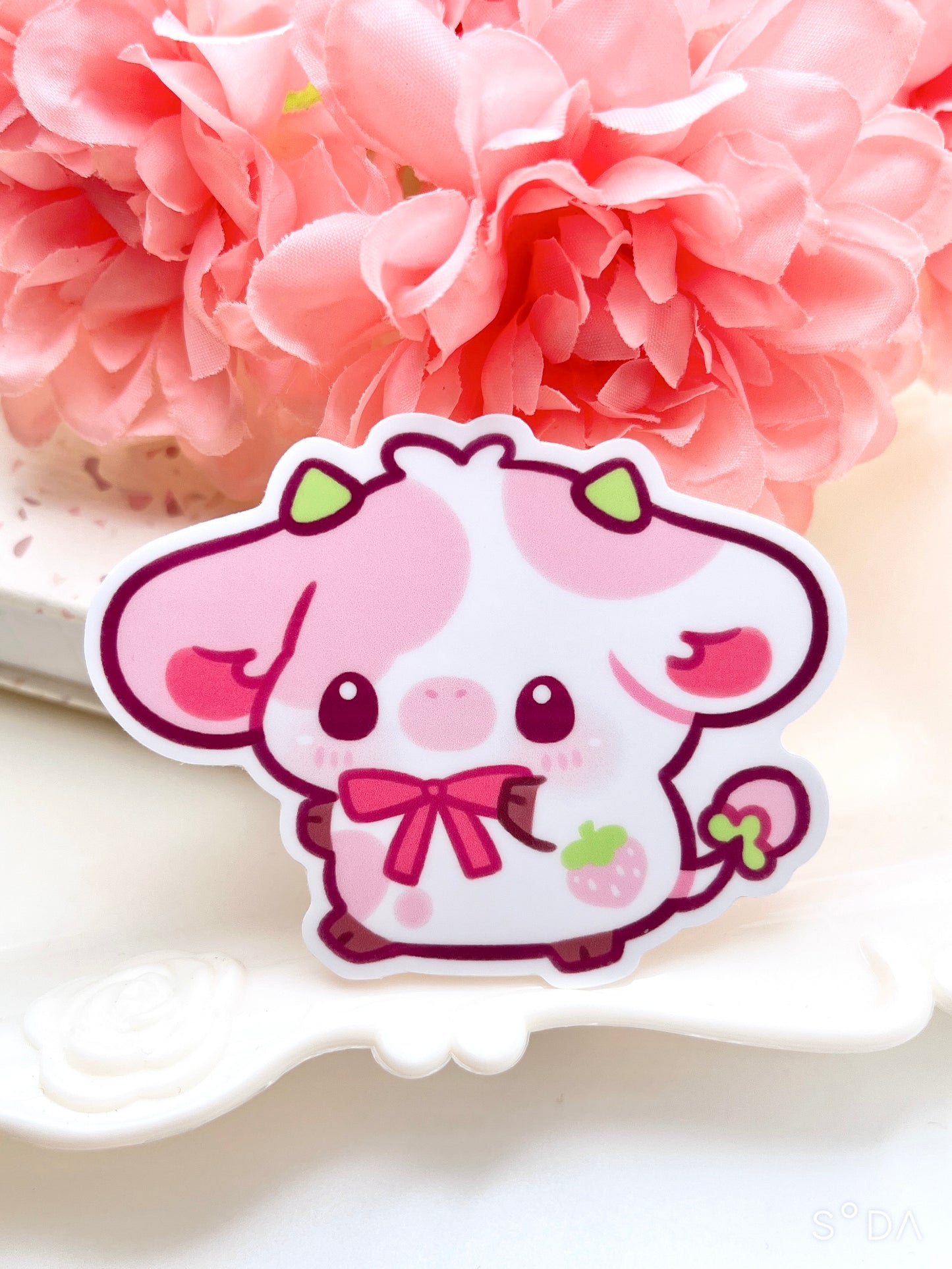 Strawberry Cow Vinyl Sticker