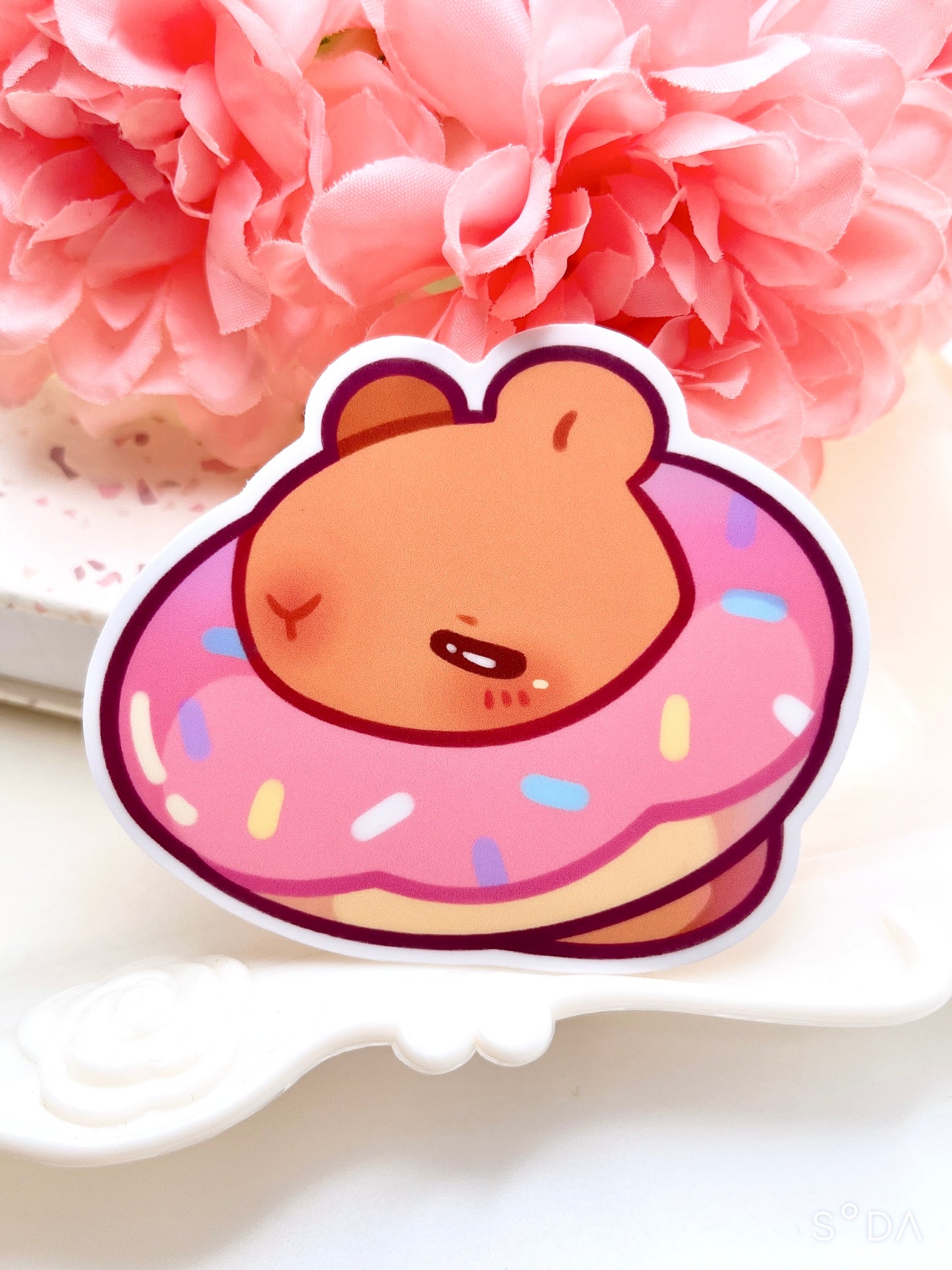 Donut Capybara Vinyl Sticker