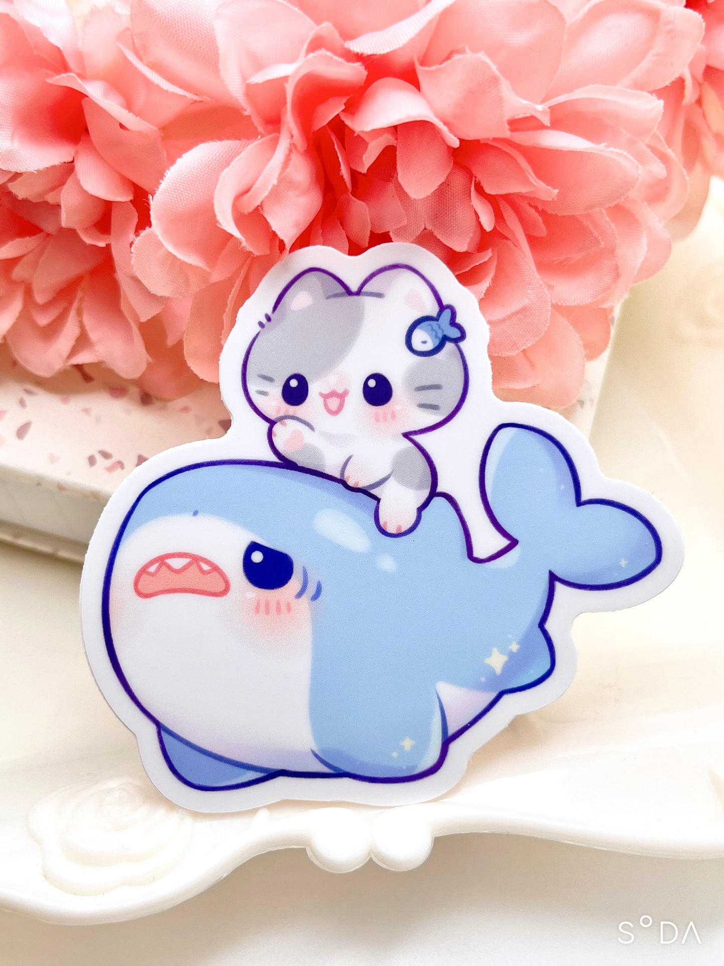 Shark Kitty Vinyl Sticker