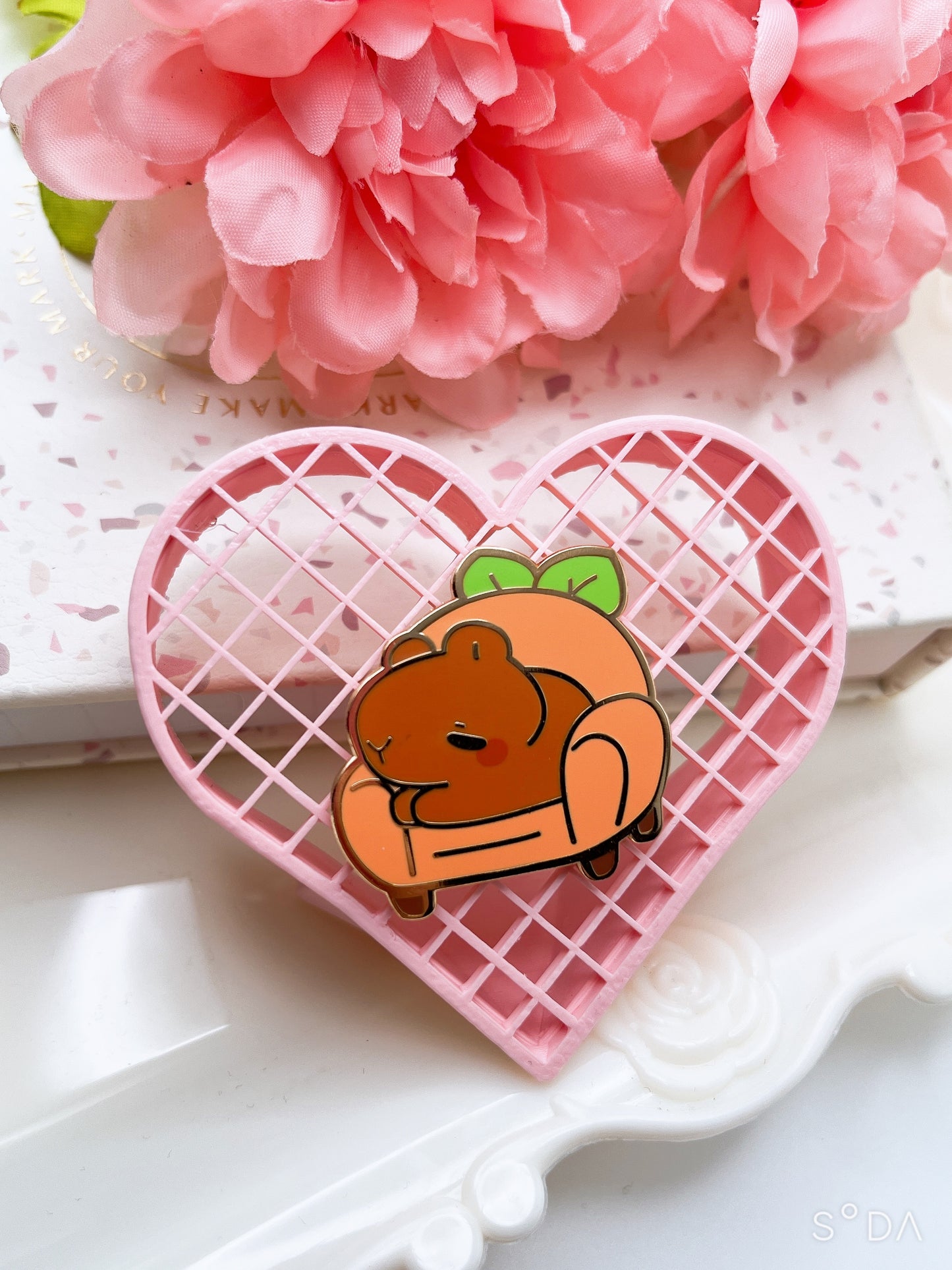 Capybara in Orange Chair Enamel Pin