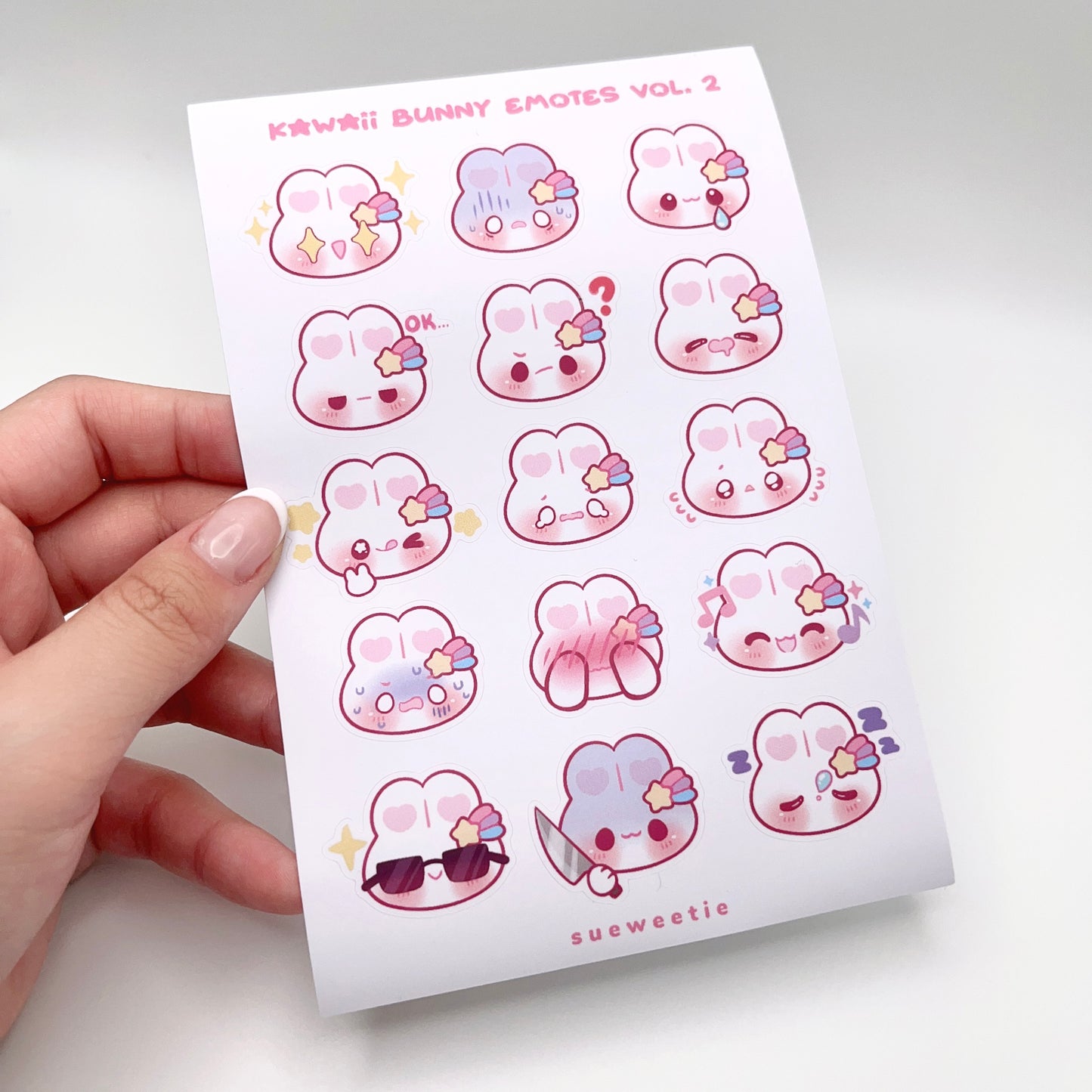 Kawaii Bunny Emotes Sticker Sheets
