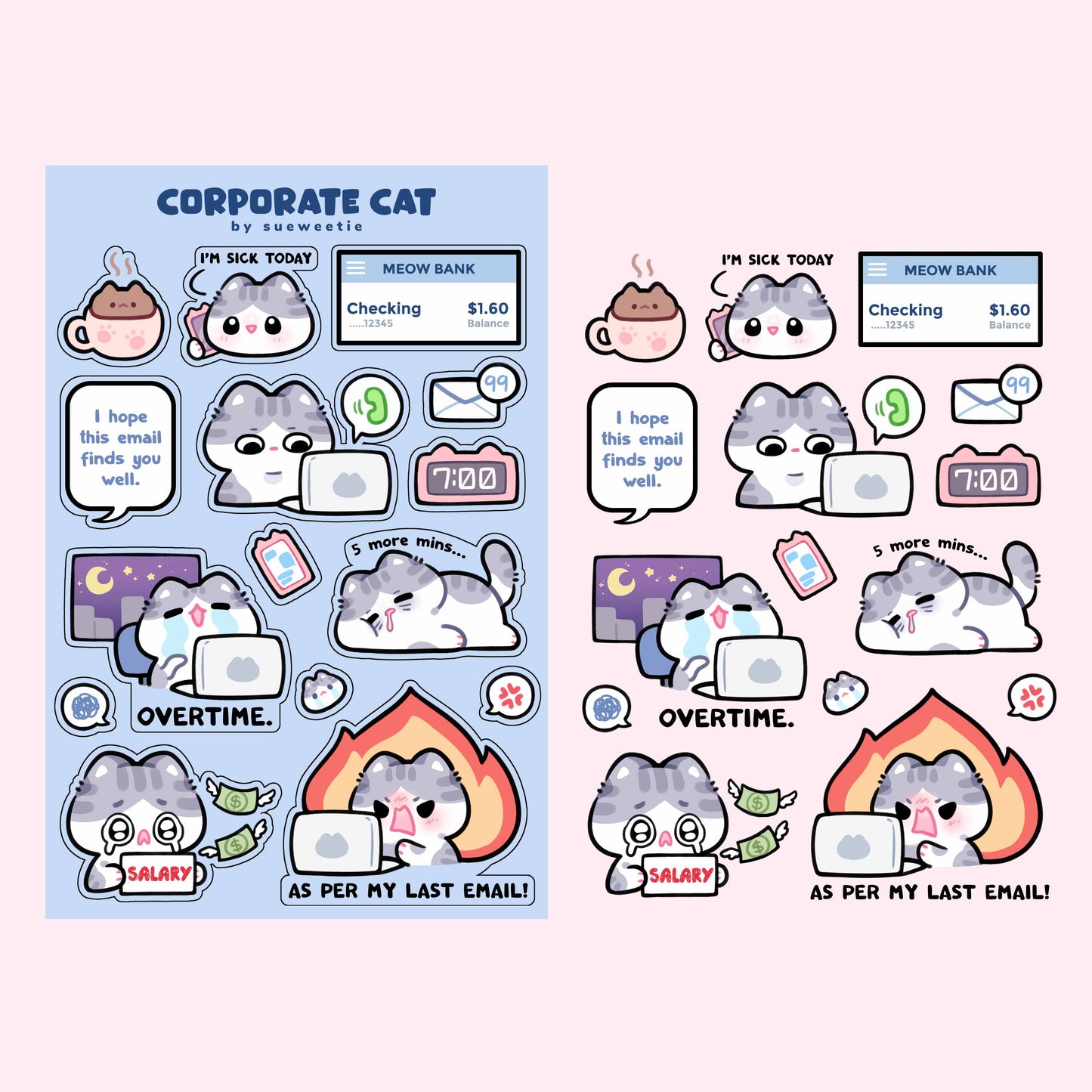 Corporate Cat Sticker Sheet