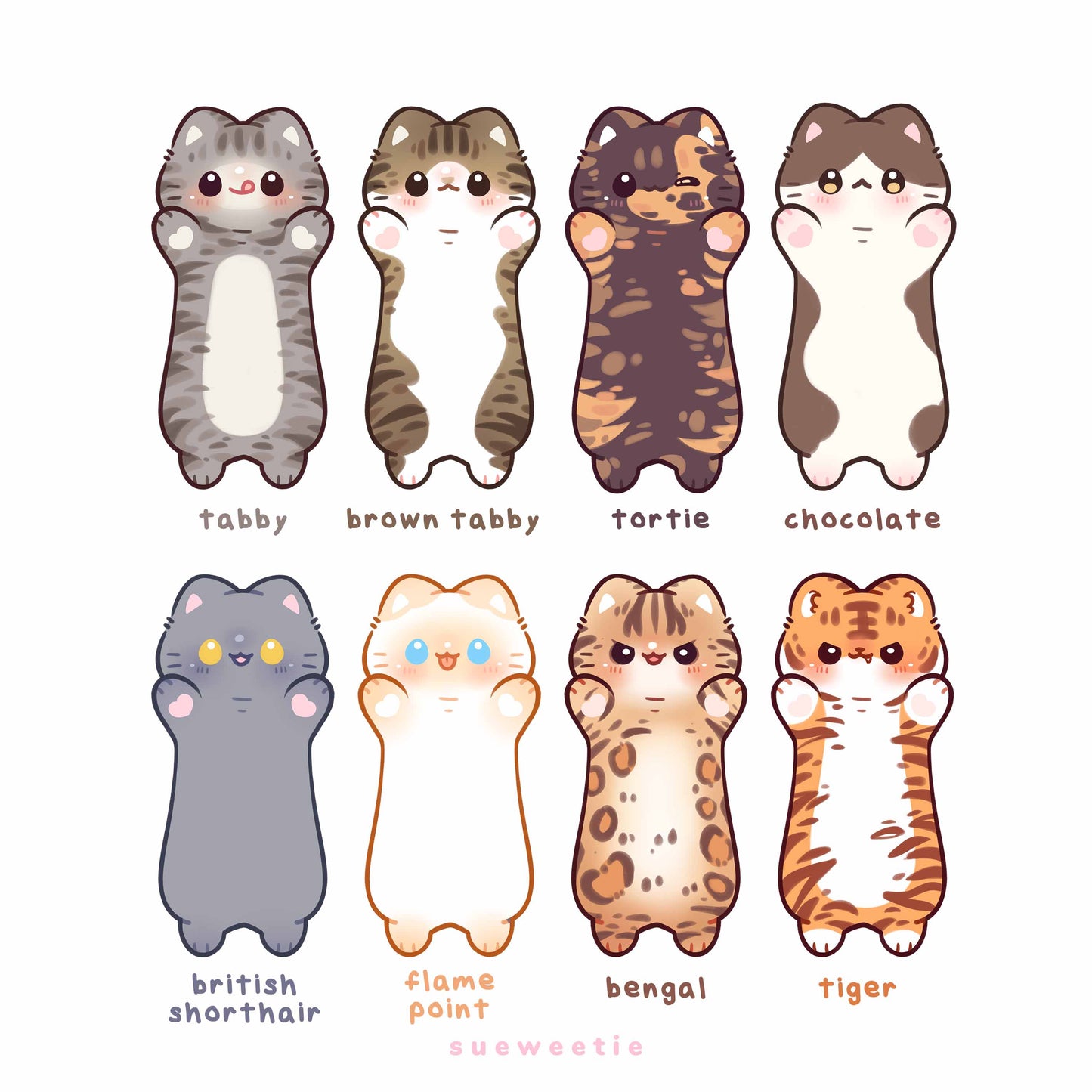 Long Cats Glitter Keychain