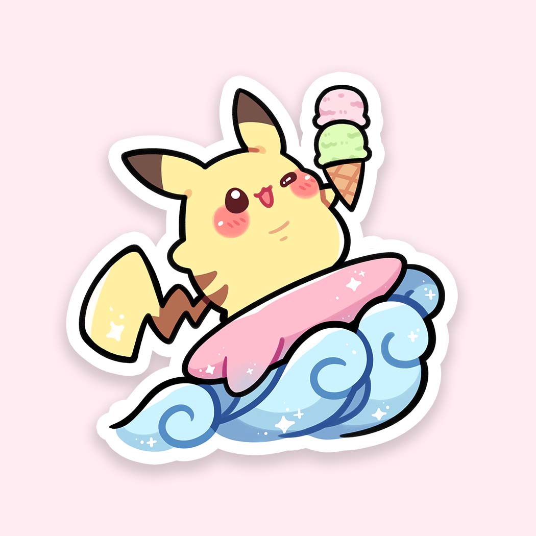 Surfing Pika Vinyl Sticker