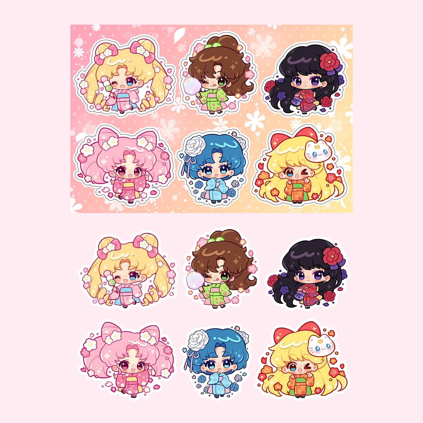 Kimono Sailor Senshi Sticker Sheet