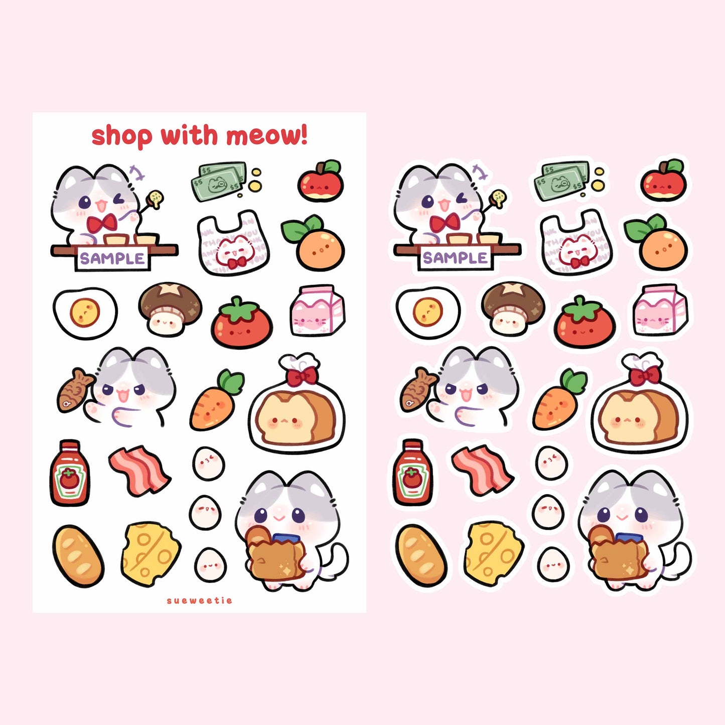 Shop with Meow! Sticker Sheet