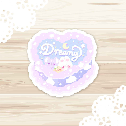 Holographic Purple Heart Cake Vinyl Sticker