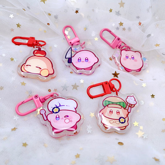 Kirby Glitter Mini Keychains