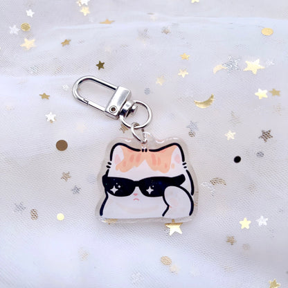 Tiktok Meme Cats Glitter Mini Keychains