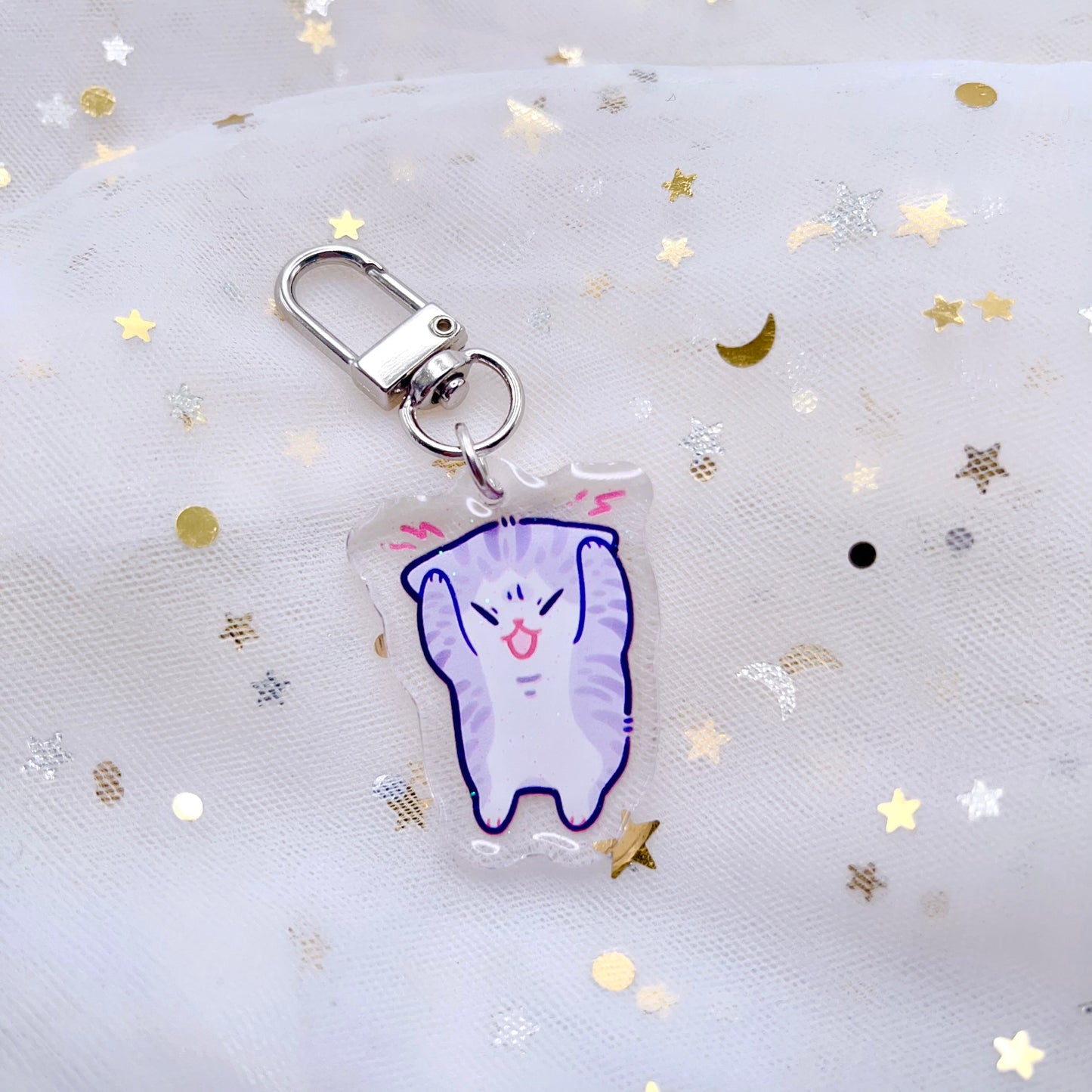 Tiktok Meme Cats Glitter Mini Keychains