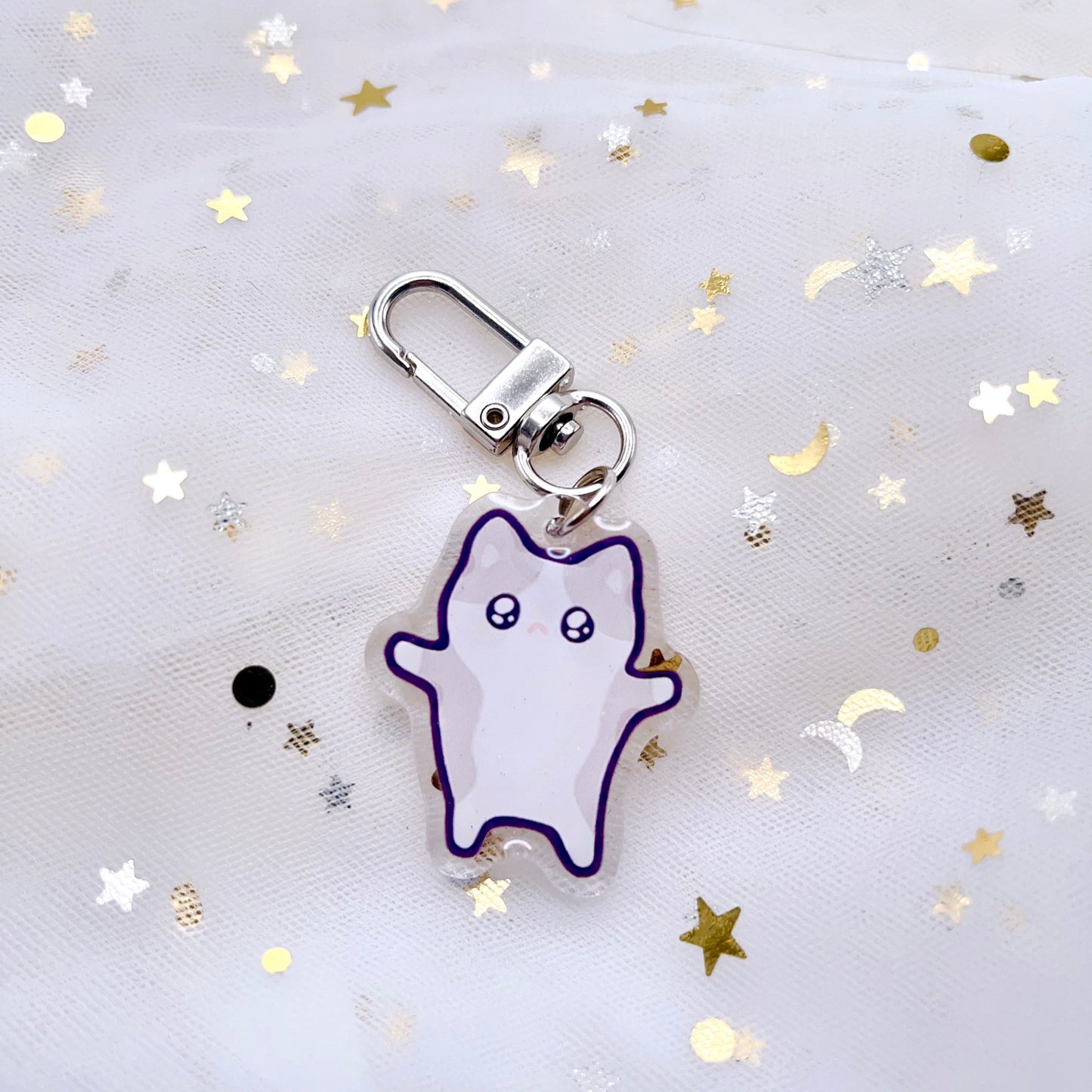 Tiktok Meme Cats Glitter Mini Keychains