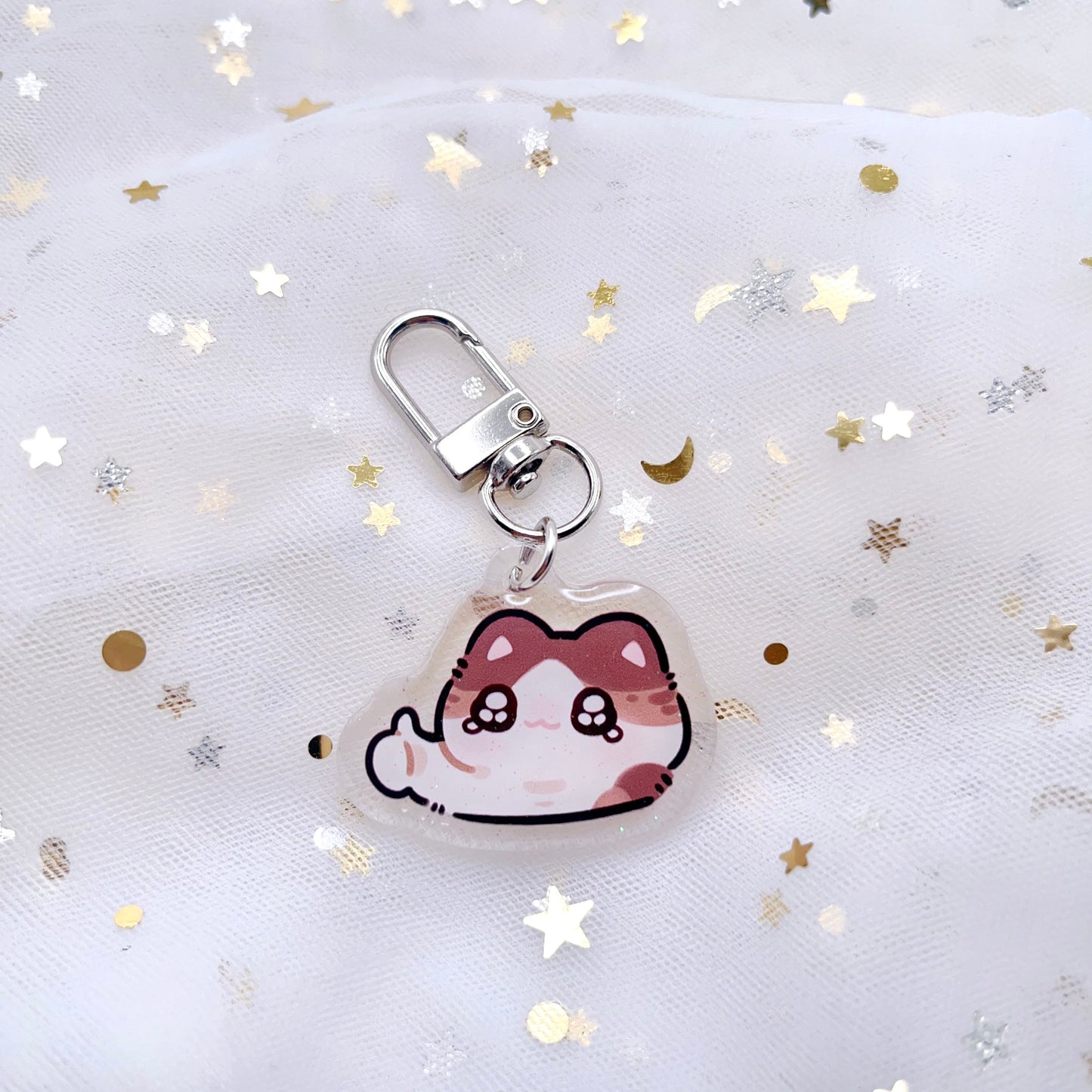 Tiktok Meme Cats Glitter Mini Keychains