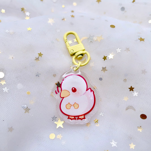 Shy Duck Glitter Mini Keychain