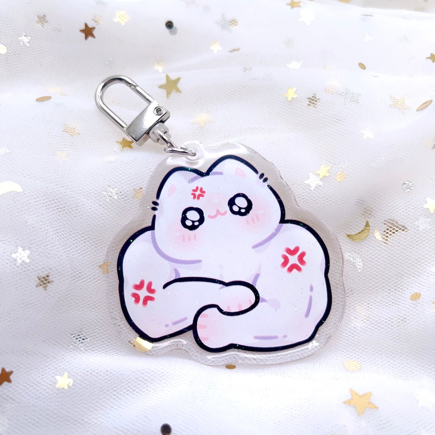 Stronk Cat Glitter Keychain