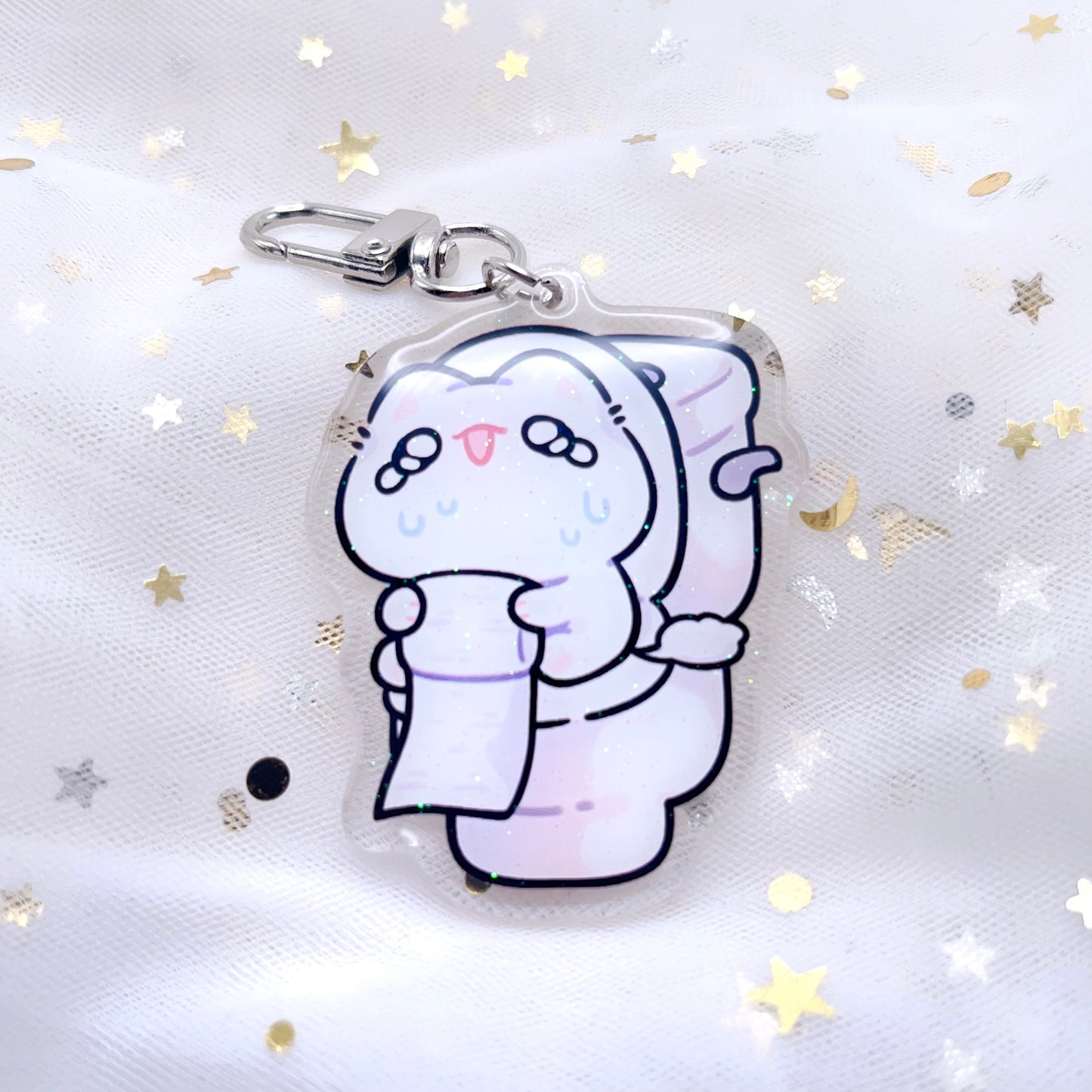 Toilet Struggles Glitter Keychain