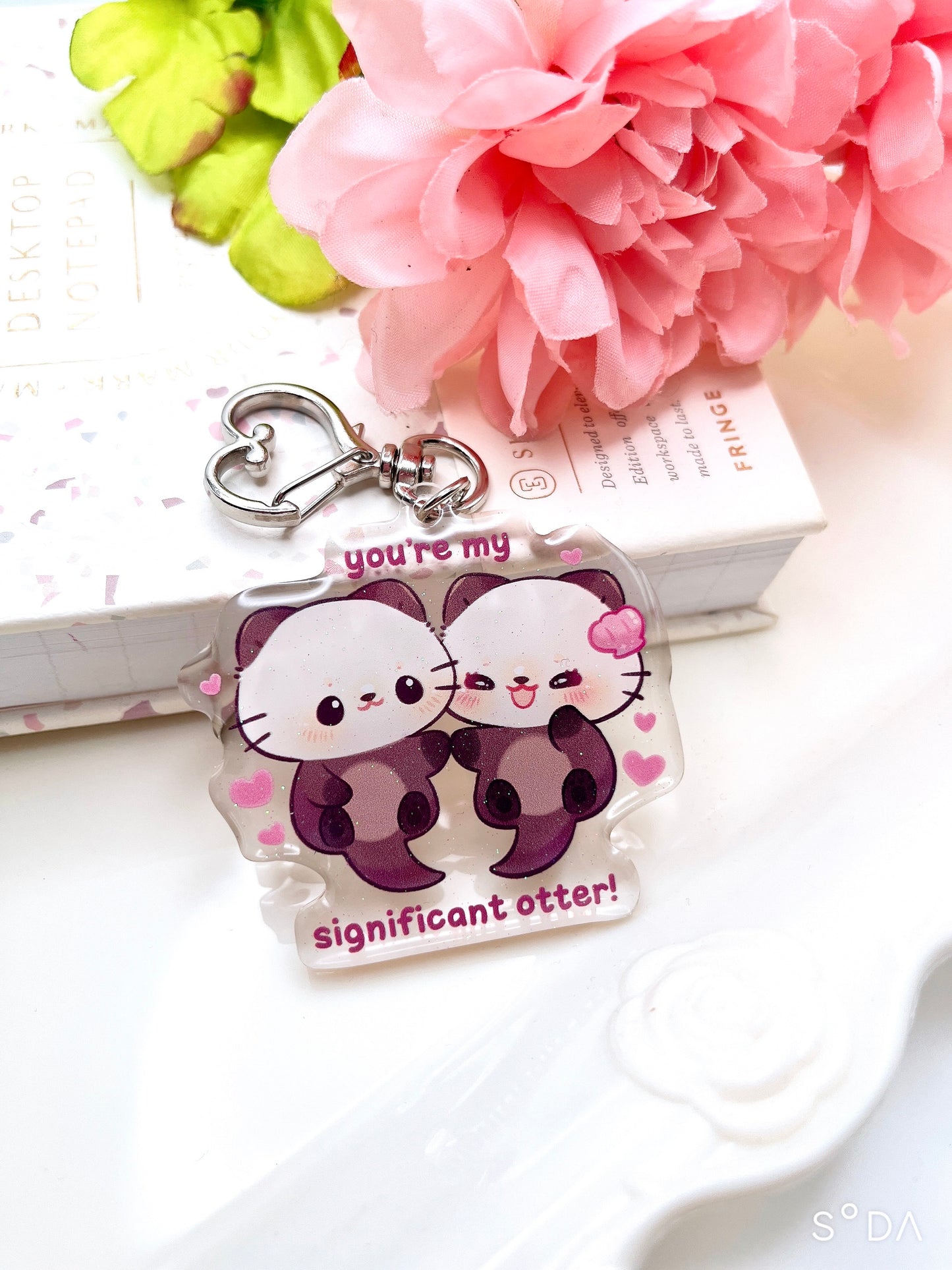 Significant Otter Glitter Keychain