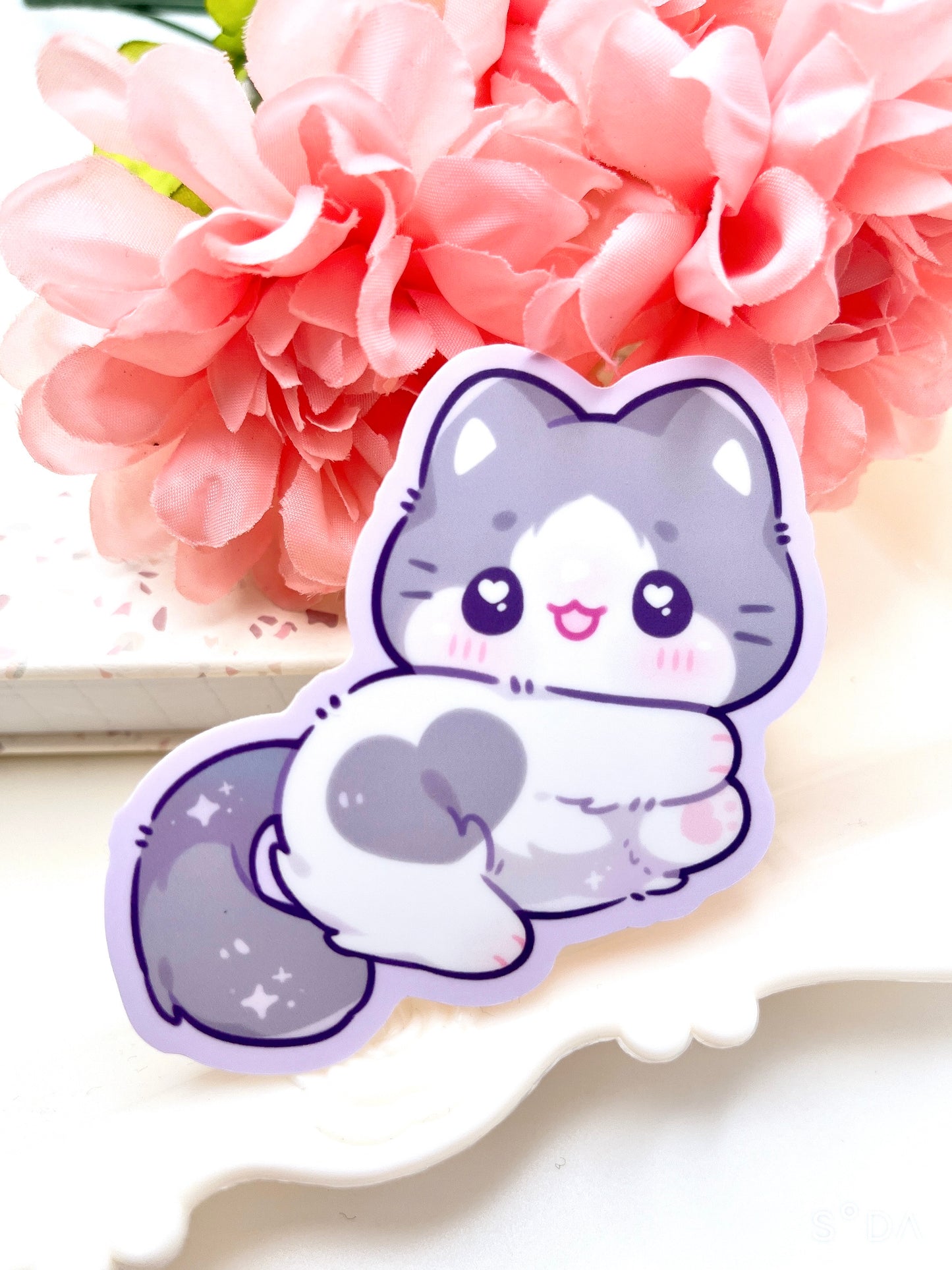 Heart Kitty Vinyl Sticker