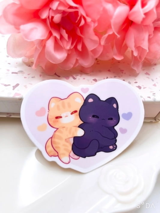 Cat Cuddles Vinyl Sticker