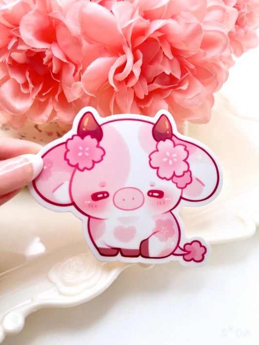 Sakura Cow Vinyl Sticker