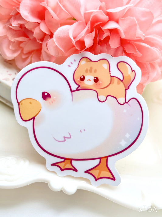 Duck Kitty Friends Vinyl Sticker