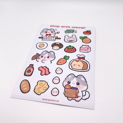 Shop with Meow! Sticker Sheet