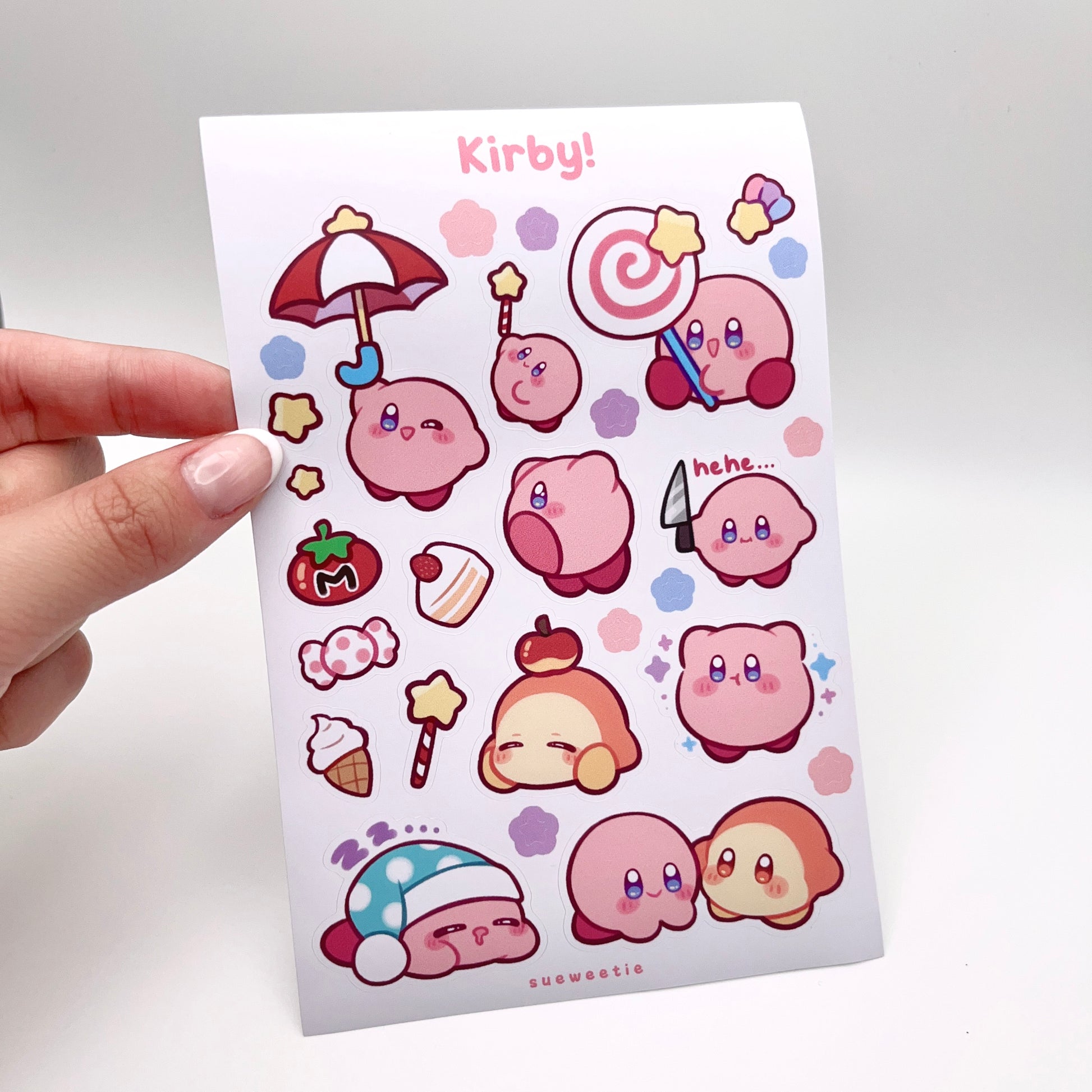 Kirby Sticker Sheet – Sueweetie Arts