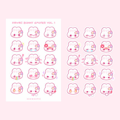 Kawaii Bunny Emotes Sticker Sheets