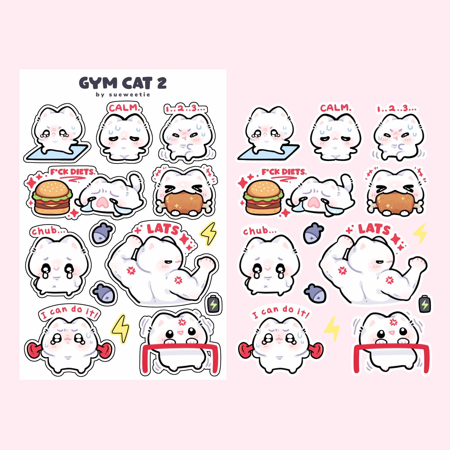 Gym Cat 2 Sticker Sheet