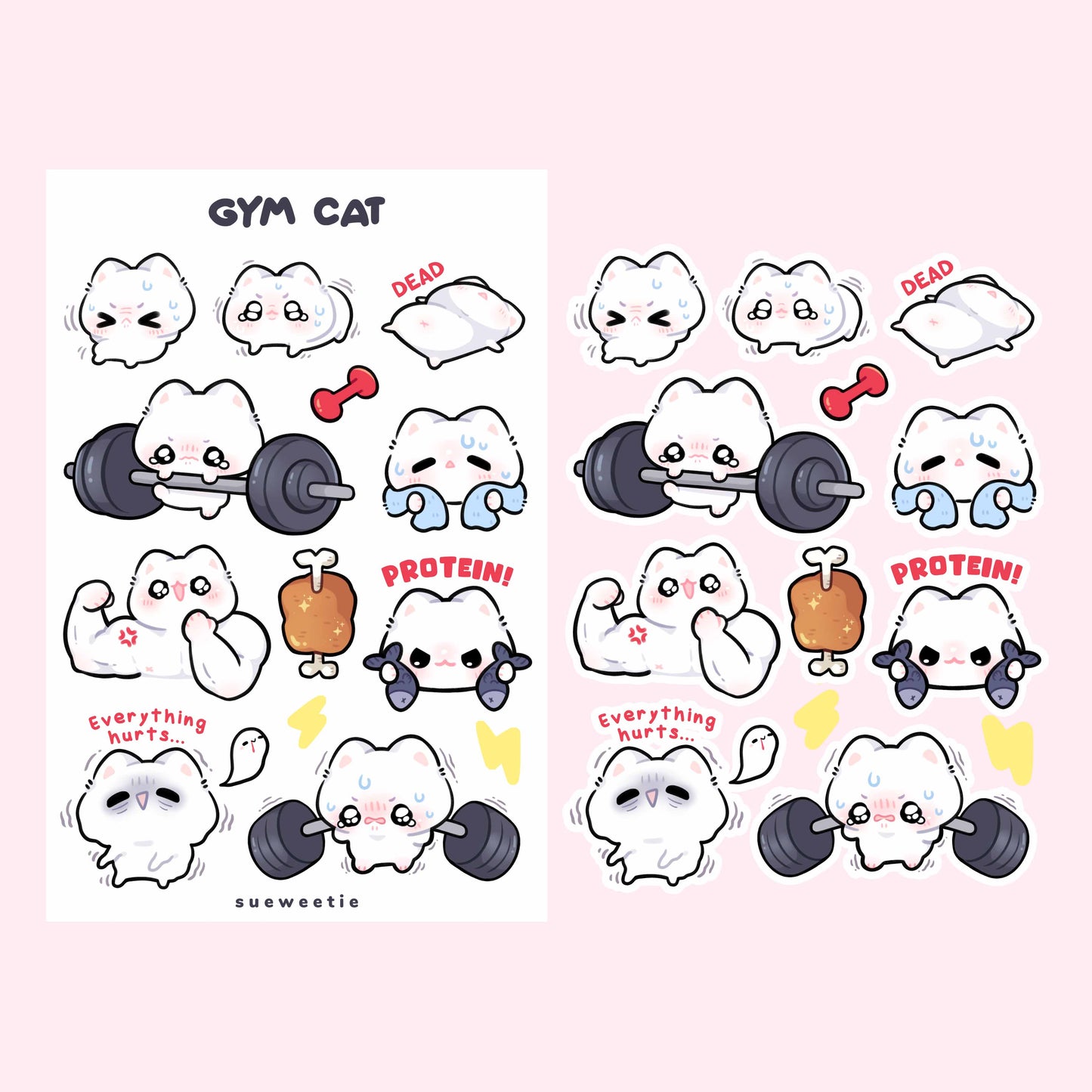 Gym Cat Sticker Sheet