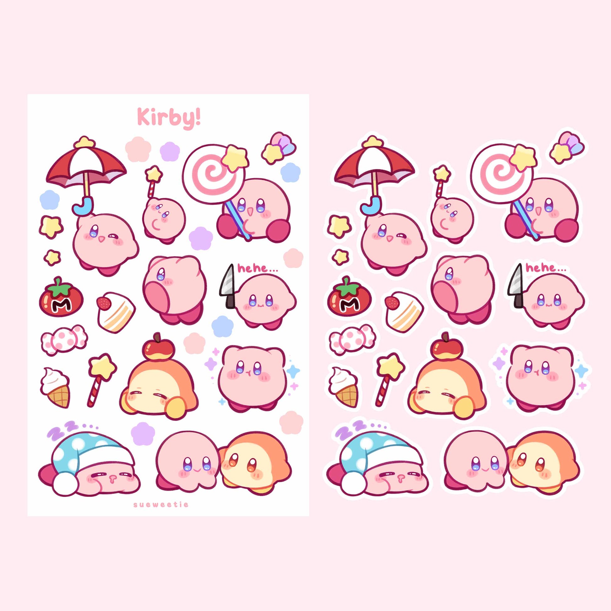 Kirby Sticker Sheet – Sueweetie Arts