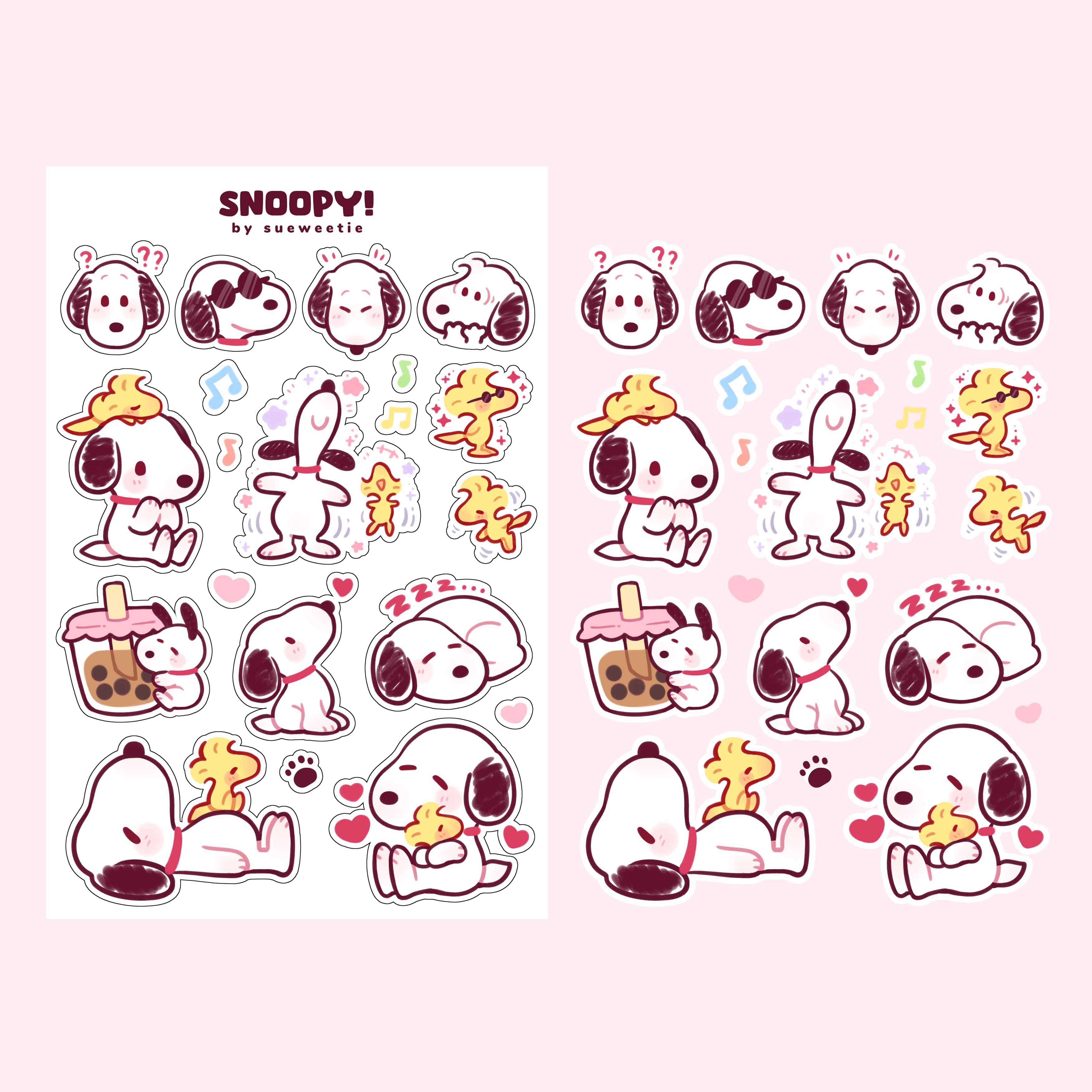 Snoopy Reading Sticker Snoopy Sticker Sheet – Sueweetie Arts